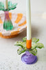 Set of 2 Colored Glass Flower Taper Candle Holders - image 3