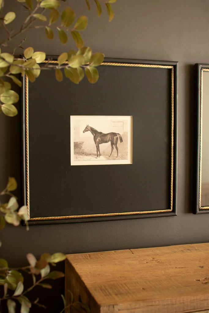 Set of 2 Framed Horses Print Under Glass – image 2