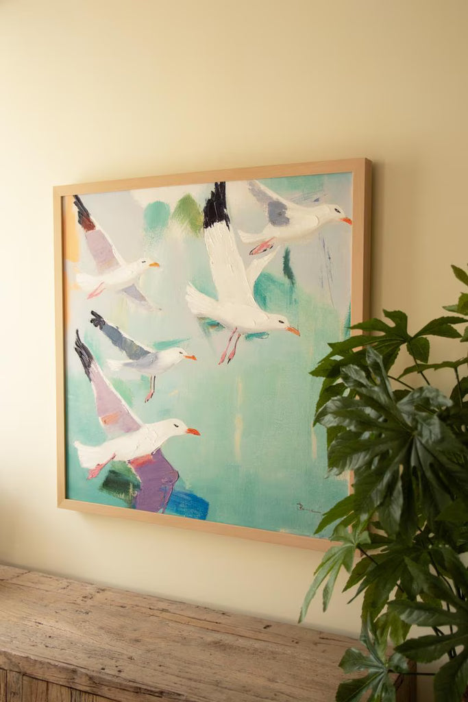 Framed Seagulls Painting – image 3