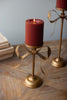 Set of 3 Antique Brass Pillar Candle Stands -bow Detail – image 5