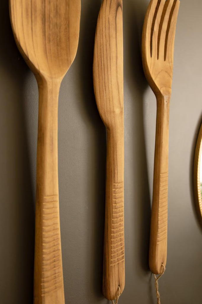 Set of 3 Carved Wood Utensils - view 2