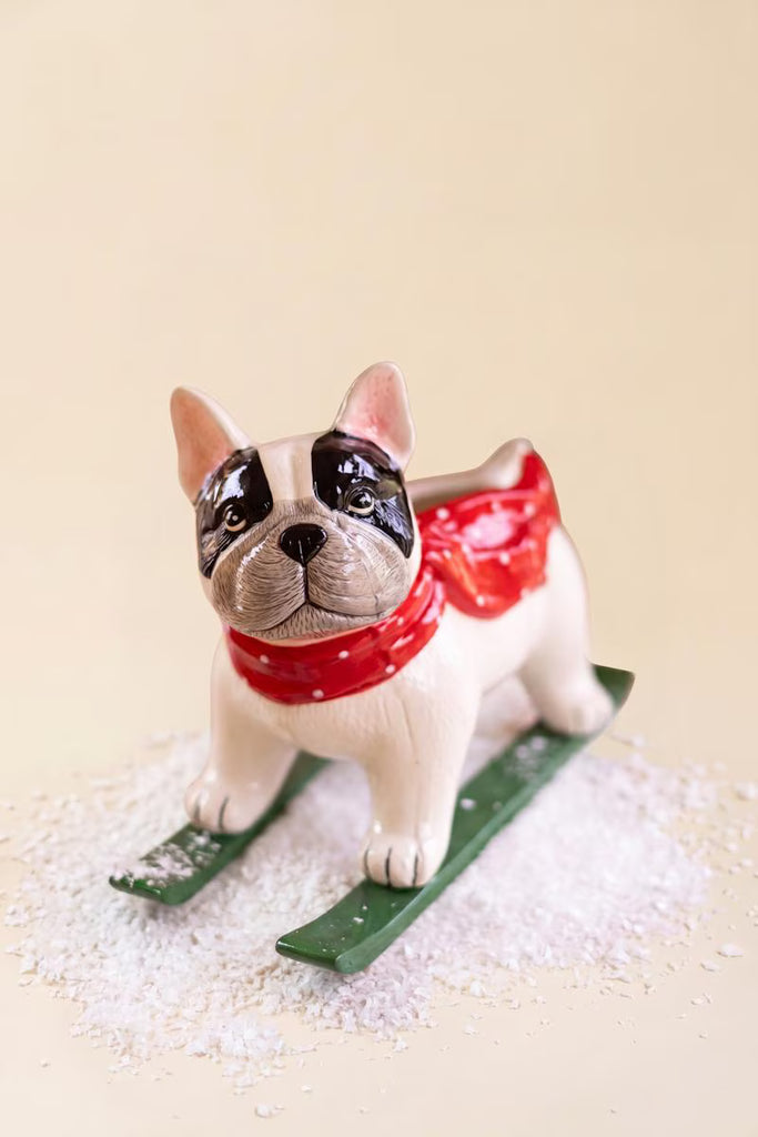 Ceramic Christmas Skiing Dog - view 3