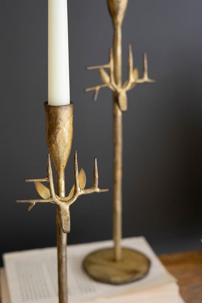 Set of 3 Forged-iron Deer Antique Gold Taper Candle Holders (min 2) – image 2