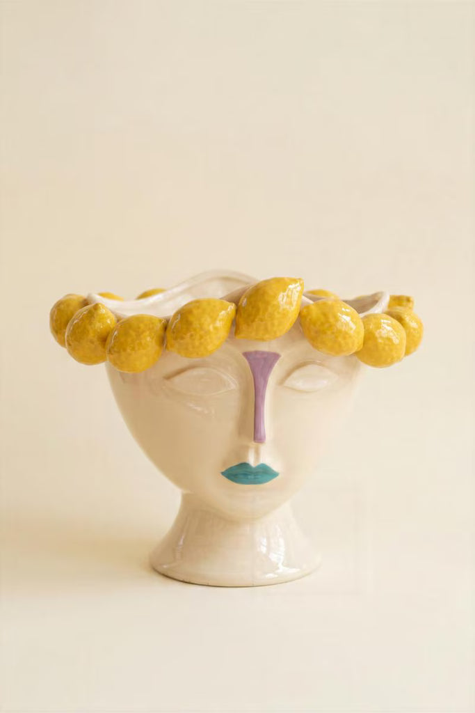 Ceramic Head Vase with Lemons – image 3