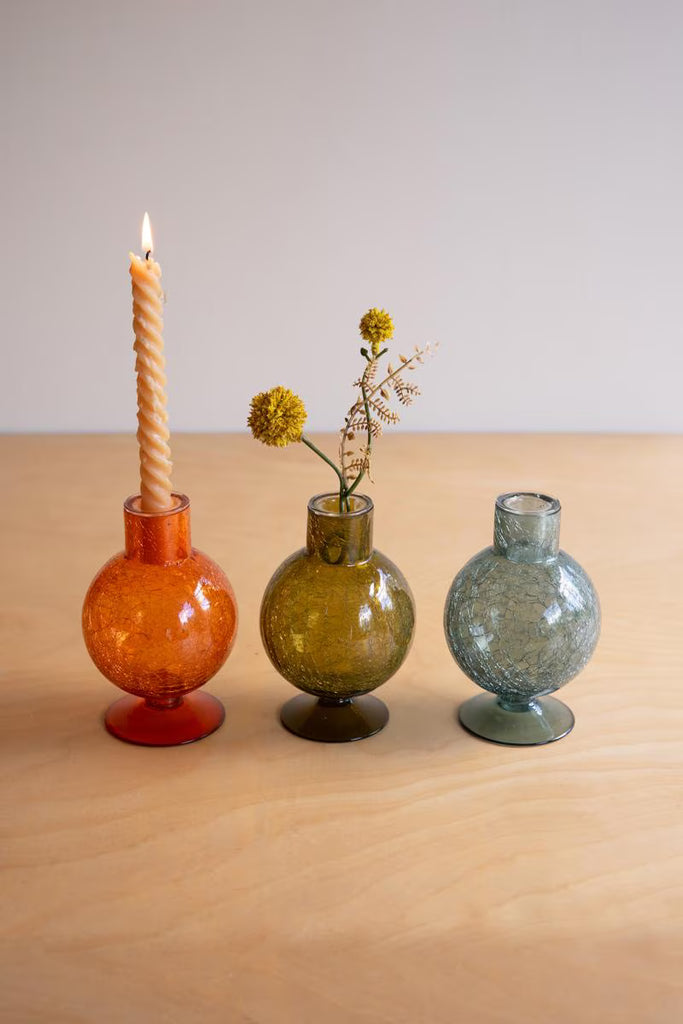 Set of 3 Glass Ball Taper Candle Holders - One Each Color – image 3