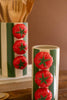 Set of 2 Ceramic Green Striped Vases with Tomatoes – image 2