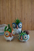 SET OF THREE CERAMIC OWL PLANTERS — Kalalou CDV2209