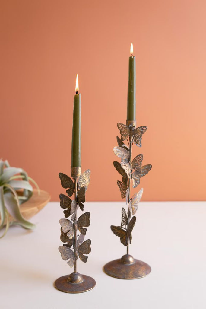 Set of 2 Butterflies Taper Candle Holders - image 7