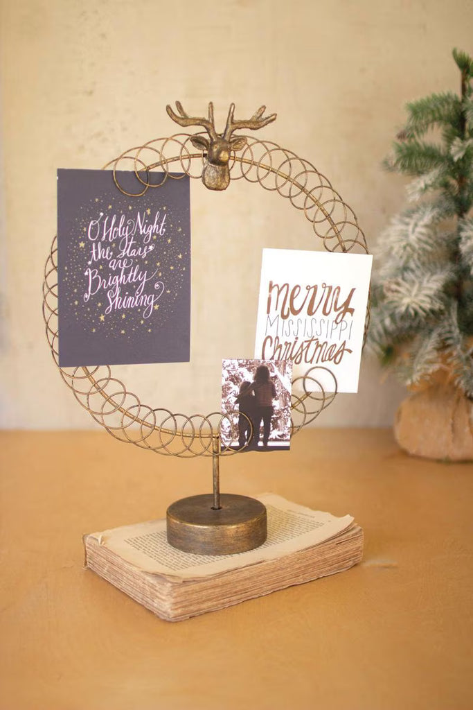 Round Wire Christmas Card Holder on a Stand - image 1