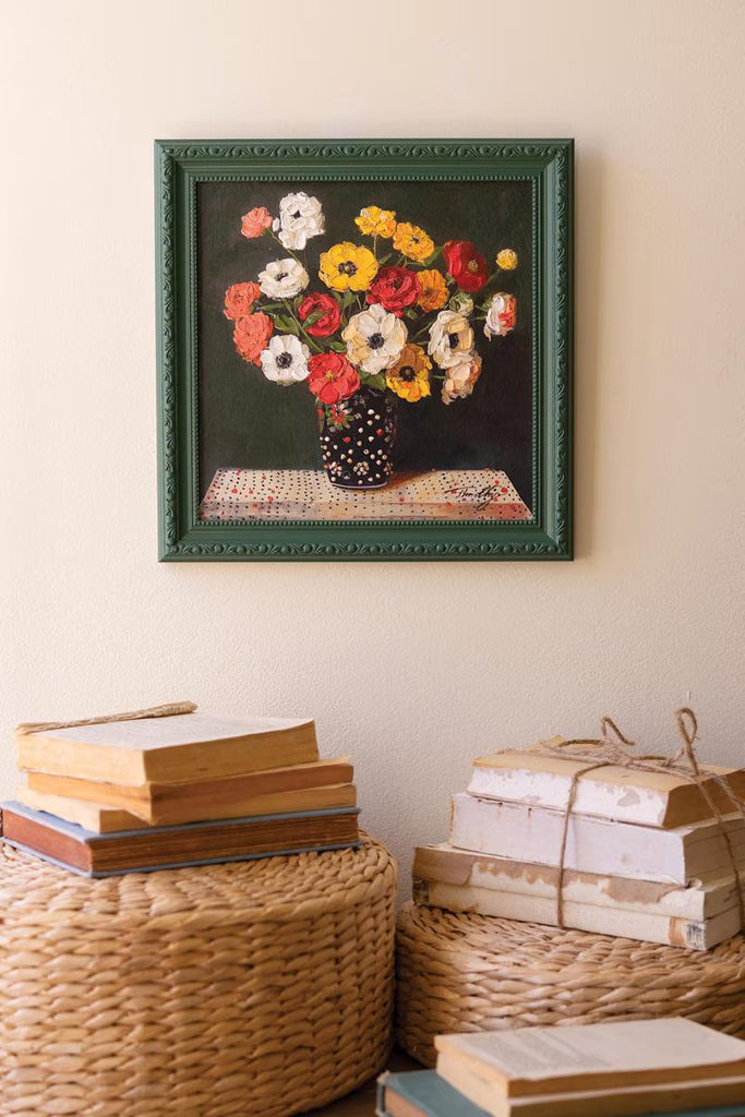 Green Framed Still Life Painting – image 1