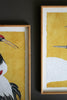 SET 2 FRAMED PRINTS UNDER GLASS -BLACK WHITE AND RED HERONS — Kalalou CHH1487
