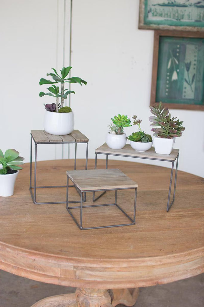 Set of 3 Wood and Metal Risers (min 2) – image 1