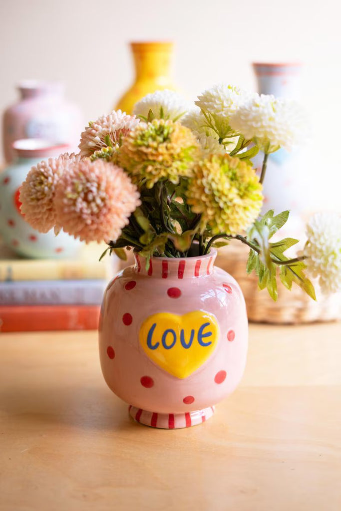Set of 5 Ceramic Hearts with Words Vases – image 2