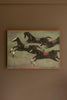 Framed Paint Over Print Four Run Away Race Horses – image 5