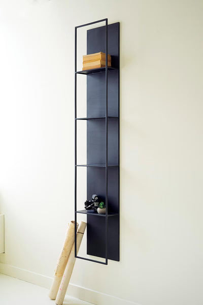 TALL BLACK METAL WALL HANGING WITH FOUR SHELVES — Kalalou CLL2850