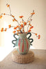 Ceramic Colorful Fish Vase with Blue Squiggle Handles – image 1