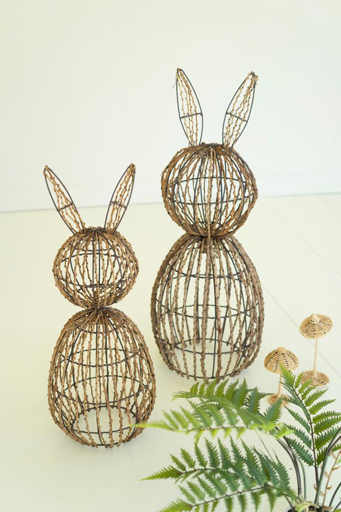 Set of 2 Twig and Iron Rabbits - image 2