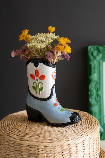 Set of 2 Ceramic Cowboy Boot Vase (min 2) – image 1