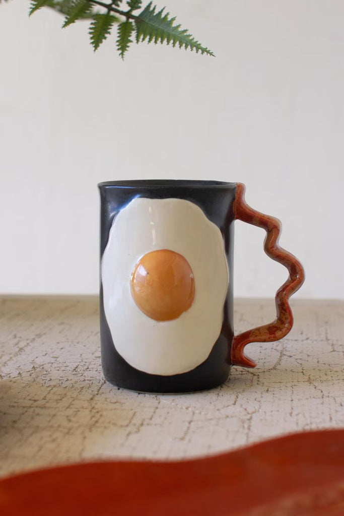 CERAMIC MUG - BACON AN EGGS- SET OF FOUR — Kalalou CDV2241
