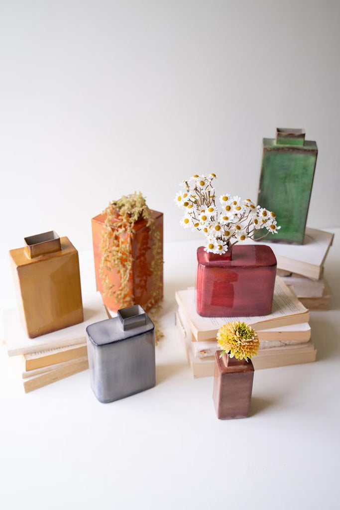Set of 6 Painted Metal Vases - One Each – image 2