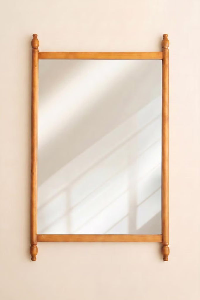 Wood Framed Mirror with Finials – image 4