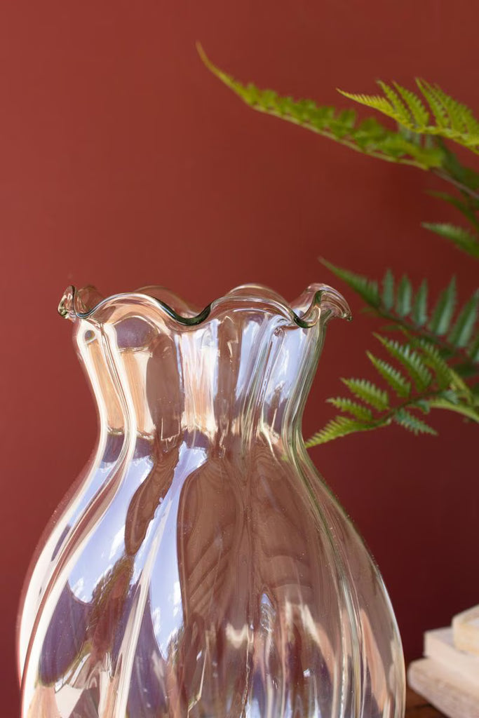 Set of 2 Glass Melon Vase with Ruffled Edge (min 2) – image 3