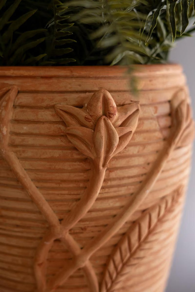 Terracotta Urn with Flowers Detail – image 5