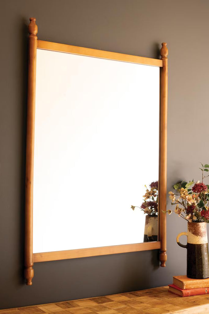 Wood Framed Mirror with Finials – image 1