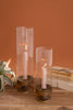 Set of 2 Antique Metal and Glass Taper Candle Hurricanes – image 1