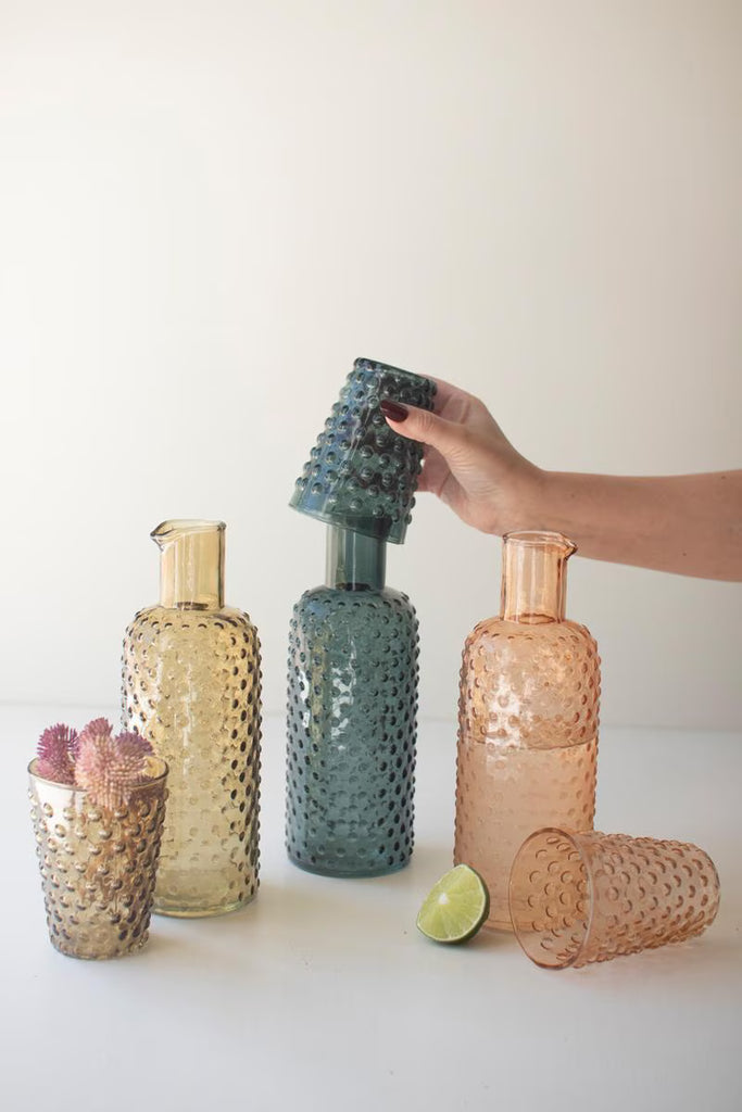 Set of 3 Bubble Glass Carafes with Tumbler - One Each – image 2