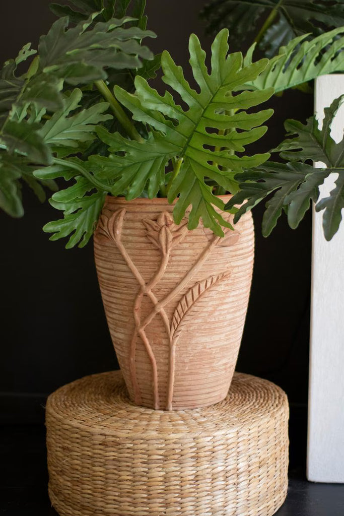 Terracotta Urn with Flowers Detail – image 3