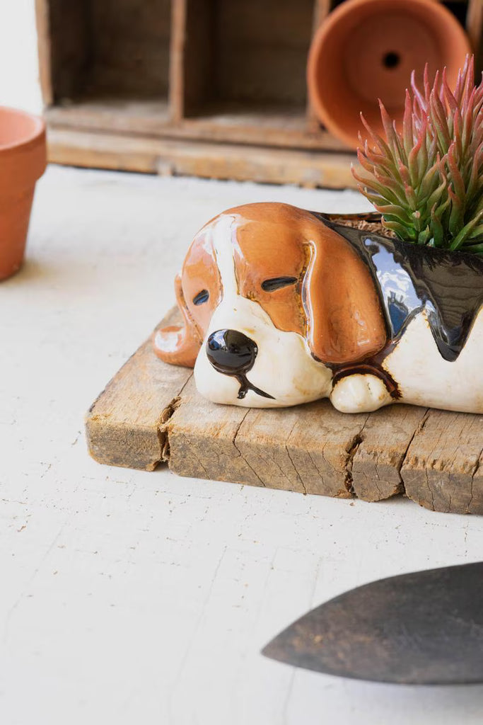CERAMIC BEAGLE PLANTER (MIN 2) — Kalalou CDV2140K