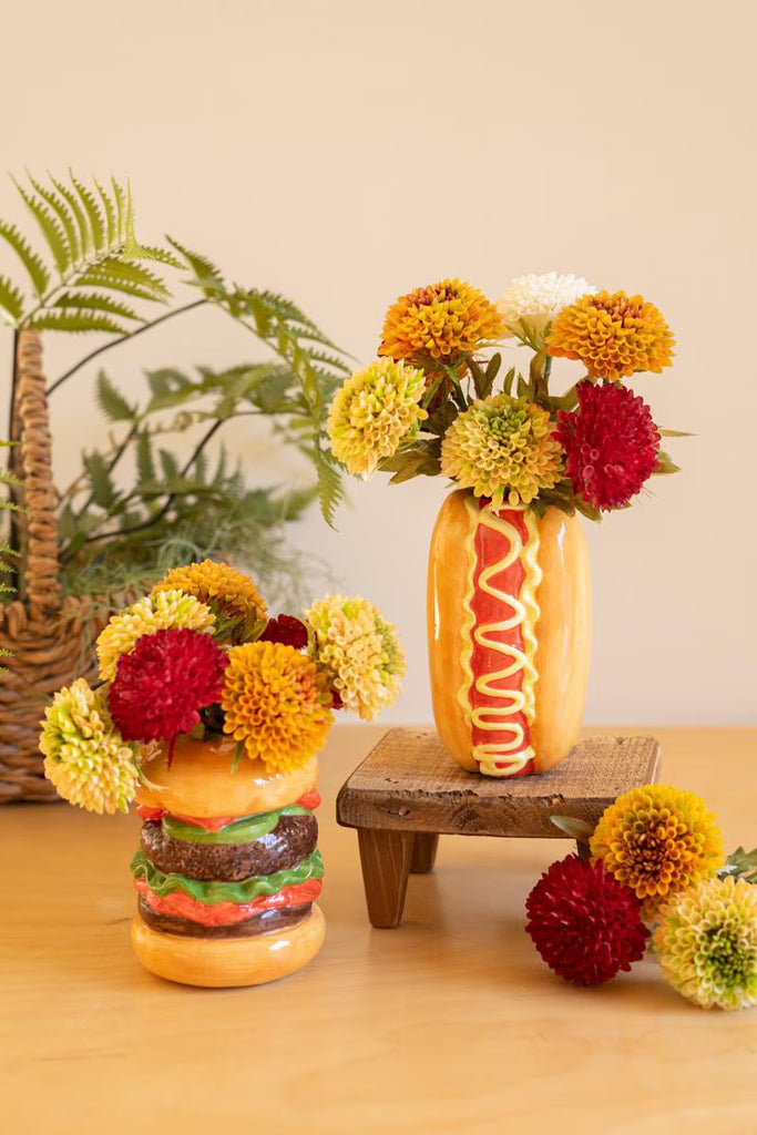 Set of 2 Ceramic Hamburger and Hotdog Vases - image 4