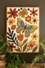 Wood Framed Hand-hooked Flowers & Butterfly – image 1