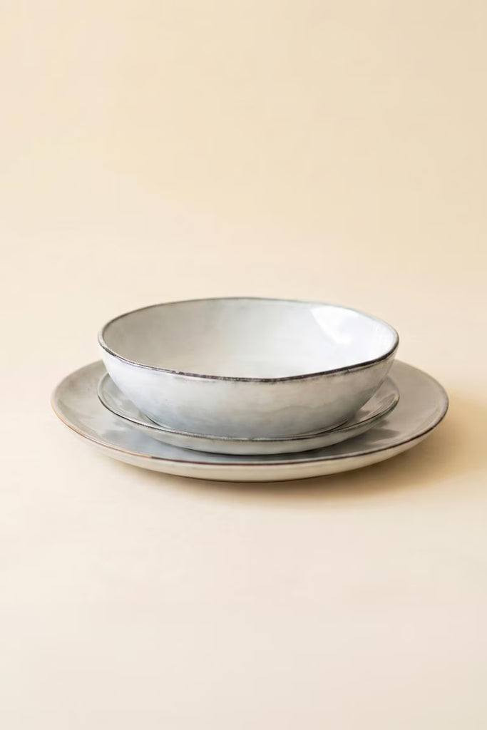 Set of 6 Set 3 Antique Grey Ceramic Dinner Salad and Bowl – image 4