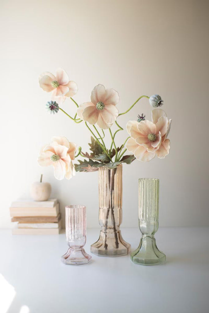 Set of 3 Fluted Glass Vases - One Each Color – image 1
