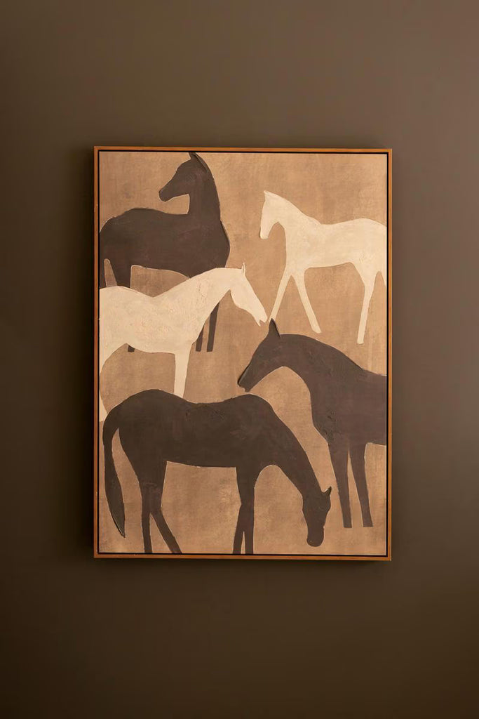 Framed Painting Five Horses – image 1