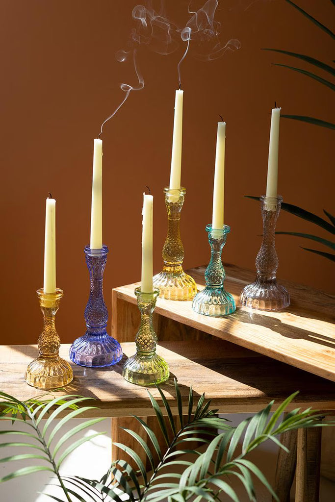 Set of 6 Glass Taper Candle Holders – image 3