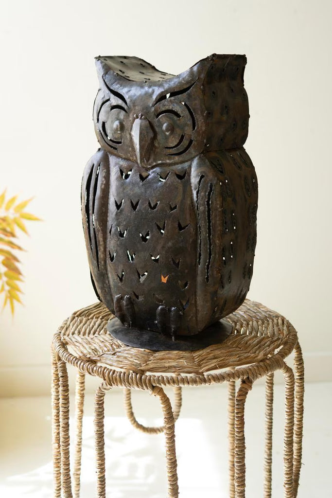 Rustic Iron Owl Luminary – image 1