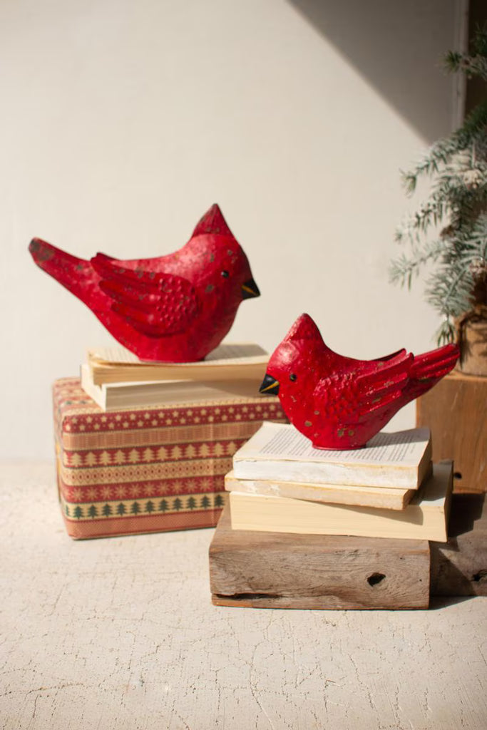 Set of 2 Painted Metal Christmas Cardinals - view 4
