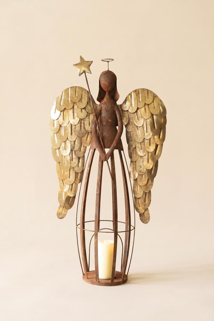 Rustic and Gold Painted Christmas Angel – image 4