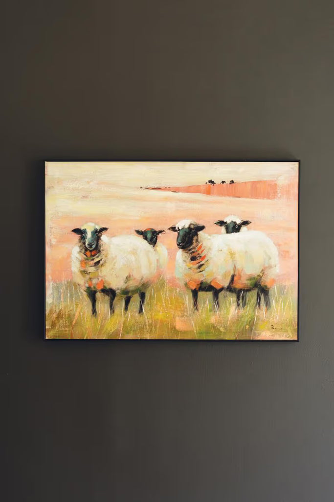 Framed Sheep Painting