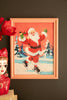 Framed Ice Skating Santa Painting