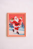 Framed Ice Skating Santa Painting