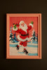 Framed Ice Skating Santa Painting