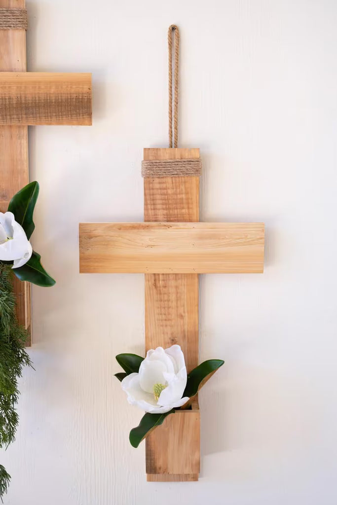 Recycled Pine Cross Wall Planter (Set of 2)