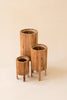 Set of 3 Round Recycled Slatted Wood Planters