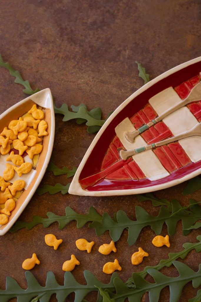 Set of 2 Ceramic Boat Platters