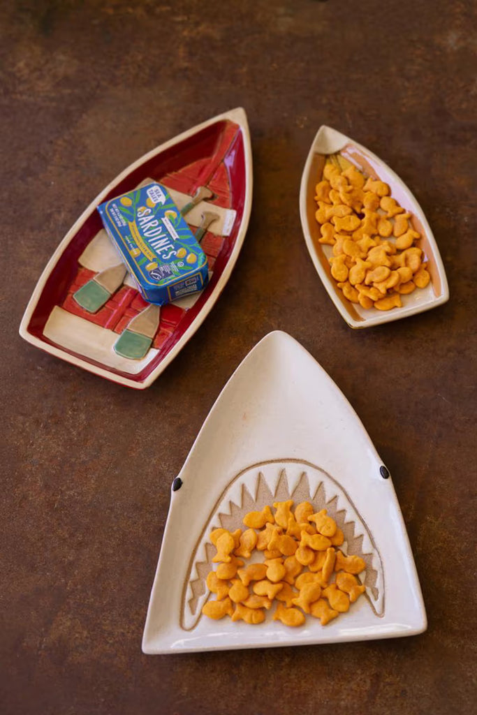 Set of 2 Ceramic Boat Platters