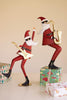 Set of 2 Painted Metal Santa Musicians